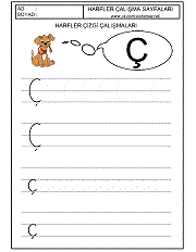 okul öncesi harfler çizgi çalışmaları ç harfi